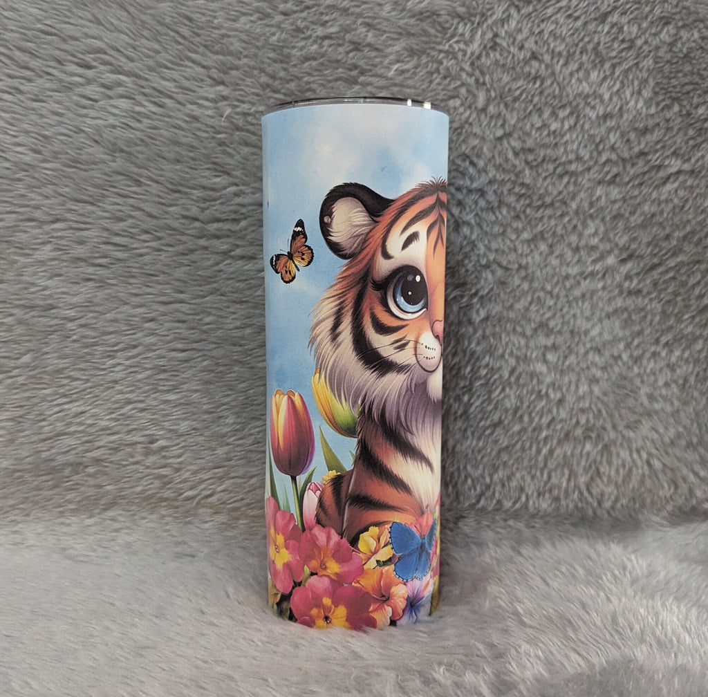 Beautiful Tiger Tumbler with Reusable Straw - Animal Lover Gift, Can Be Personalized, Cup With Name, 20oz  Tumbler With Straw, Tiger Gift
