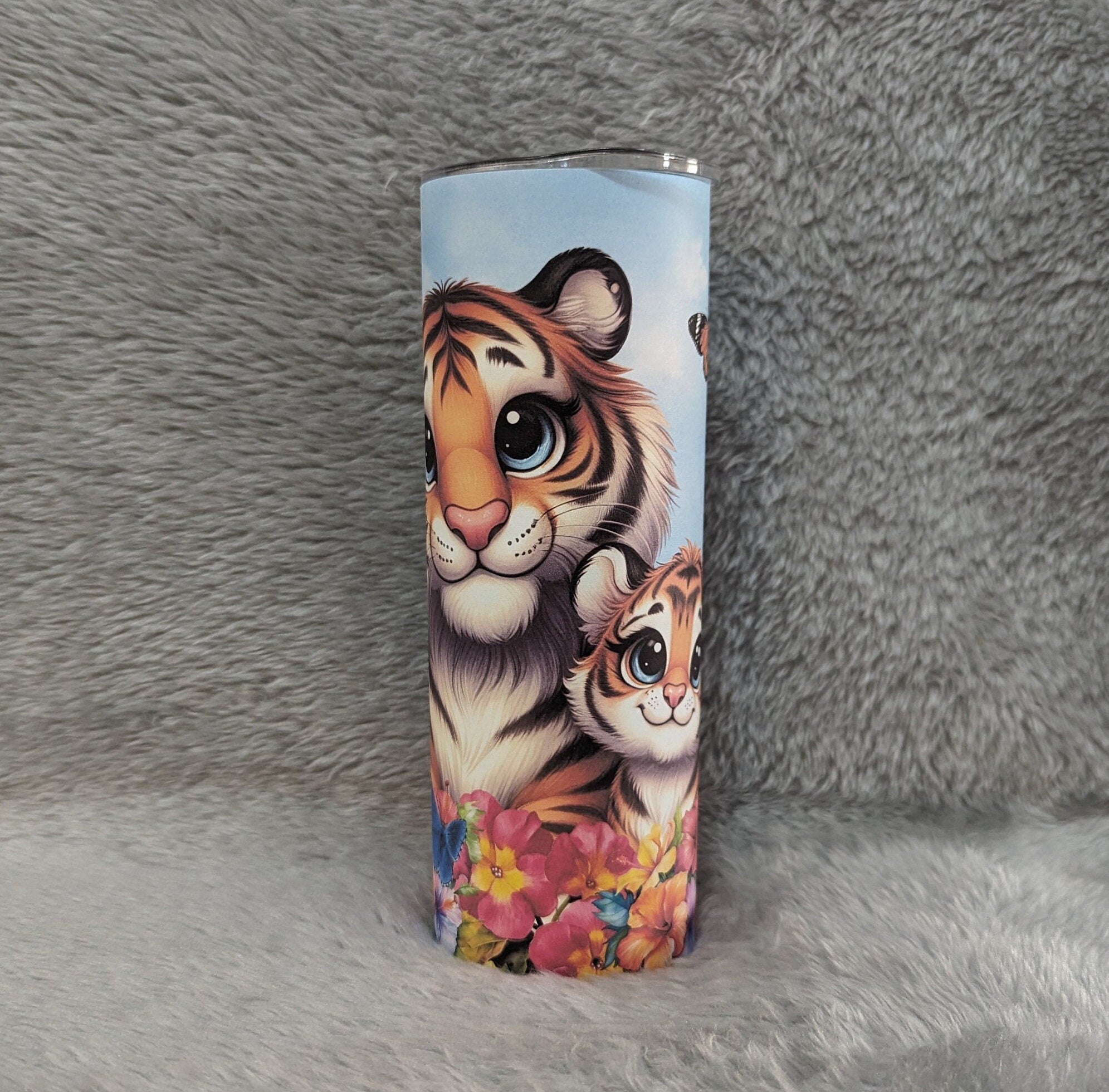 Beautiful Tiger Tumbler with Reusable Straw - Animal Lover Gift, Can Be Personalized, Cup With Name, 20oz  Tumbler With Straw, Tiger Gift