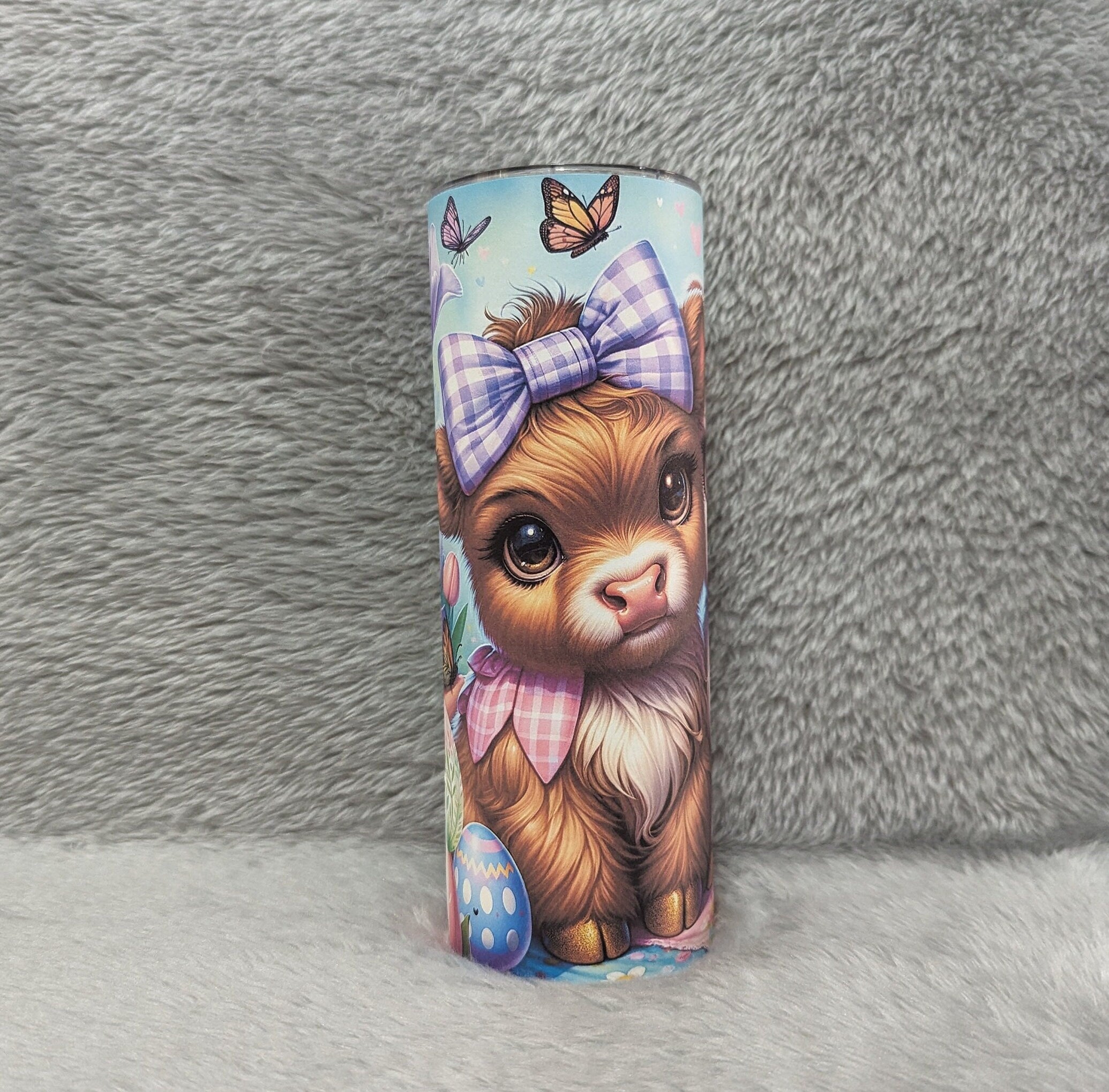 Adorable Highland Cow Tumbler with Calves and Easter Eggs - Great Easter Gift Can Be Personalized, Highland Cow Lover Gift, Cup With Name