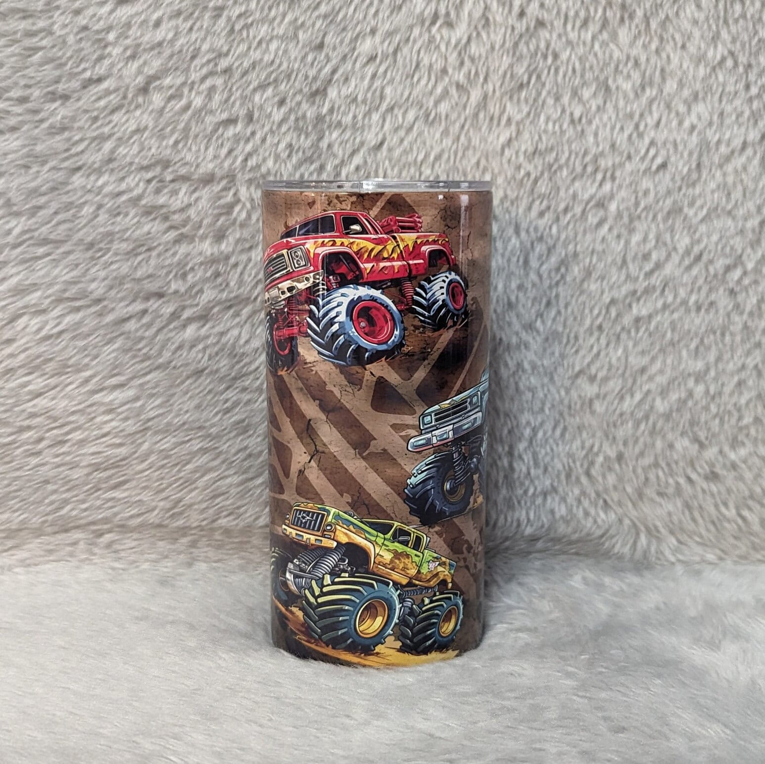 Kids Monster Truck Tumbler 15oz With Reusable Straw, Can Be Personalized