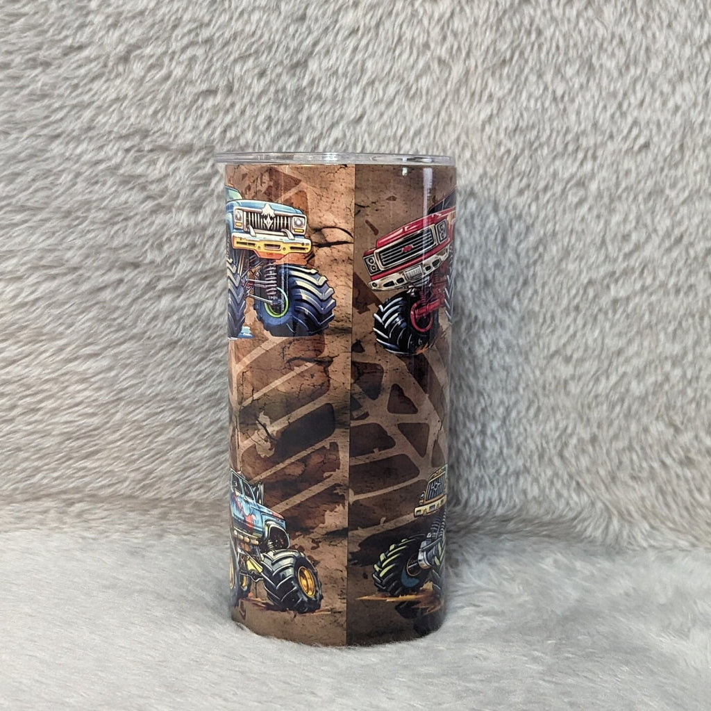 Kids Monster Truck Tumbler 15oz With Reusable Straw, Can Be Personalized
