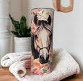 Horse Tumbler With Horse and Pretty Flowers Includes Reusable Straw, Can Be Personalized, Cup With Name, Horse Gift, 20oz Tumbler
