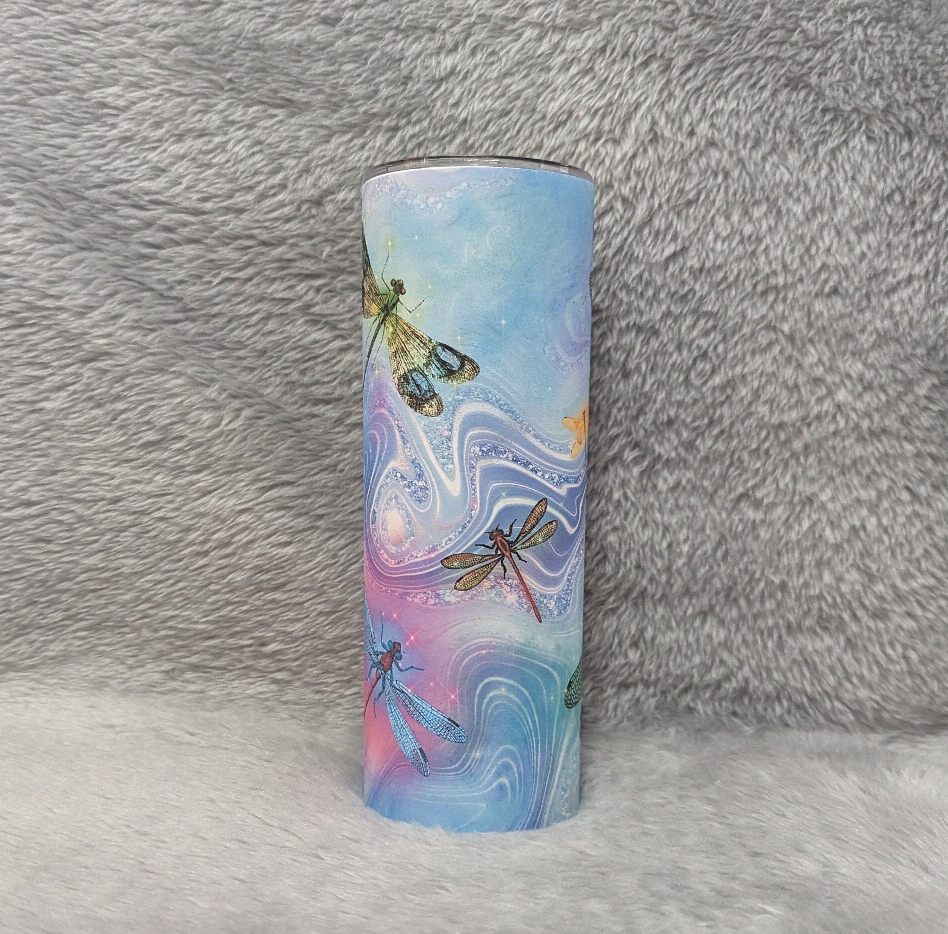 Stunning Dragonfly Tumbler Can Be Personalized,  20oz Travel Cup with Lid and Straw, For Home Work Or On The Go, Includes Reusable Straw