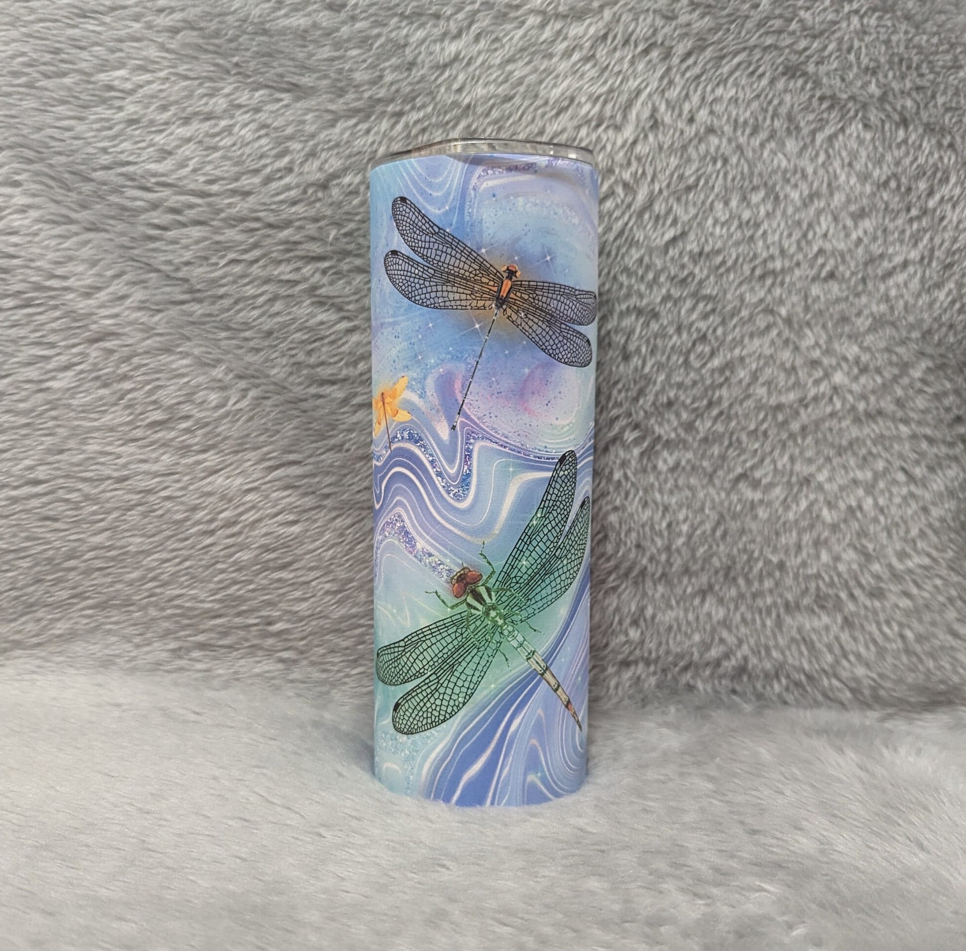 Stunning Dragonfly Tumbler Can Be Personalized,  20oz Travel Cup with Lid and Straw, For Home Work Or On The Go, Includes Reusable Straw