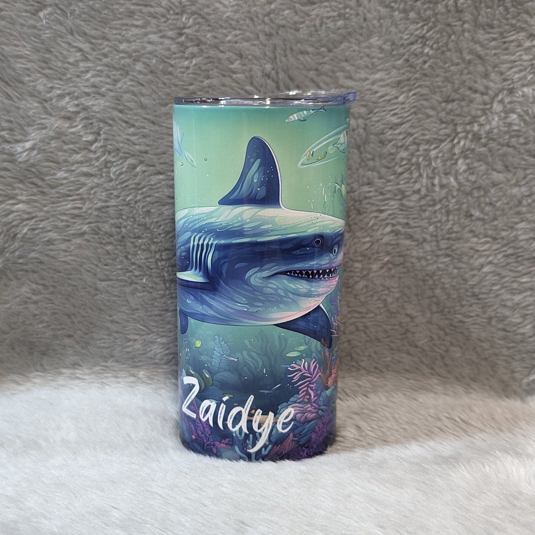 Shark Tumbler with Straw for Kids on the Go, Kids Personalized Tumbler, Kids Cup With Name, Fun Cup For Kids