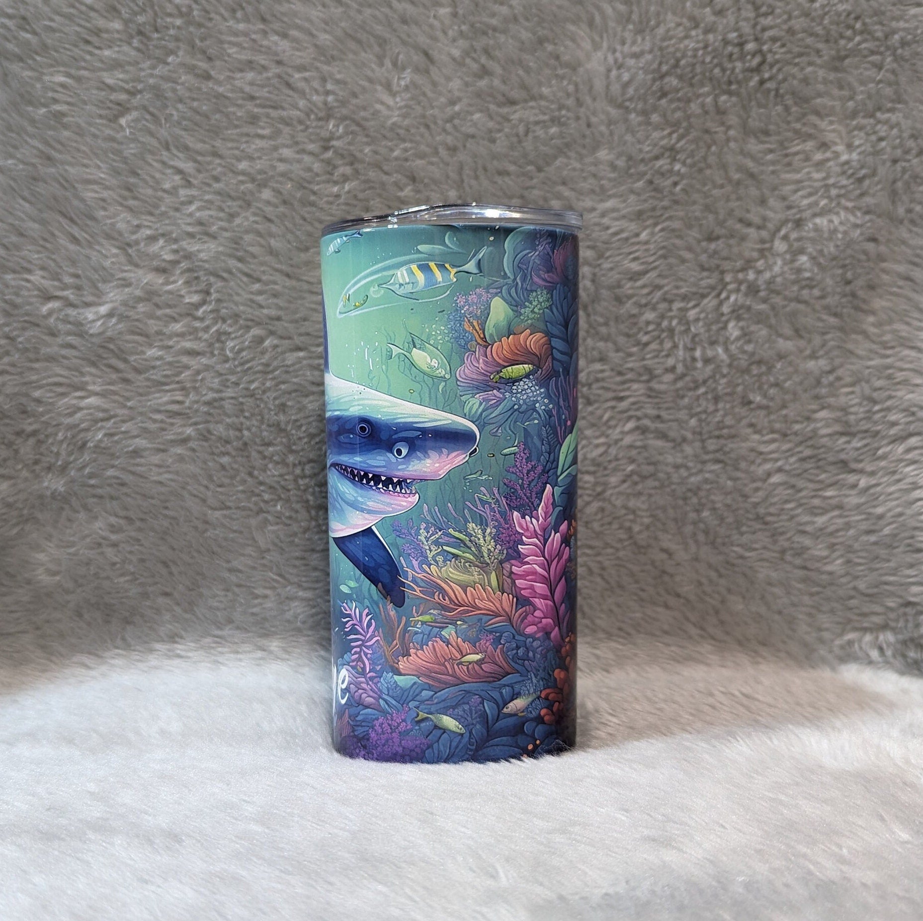 Shark Tumbler with Straw for Kids on the Go, Kids Personalized Tumbler, Kids Cup With Name, Fun Cup For Kids