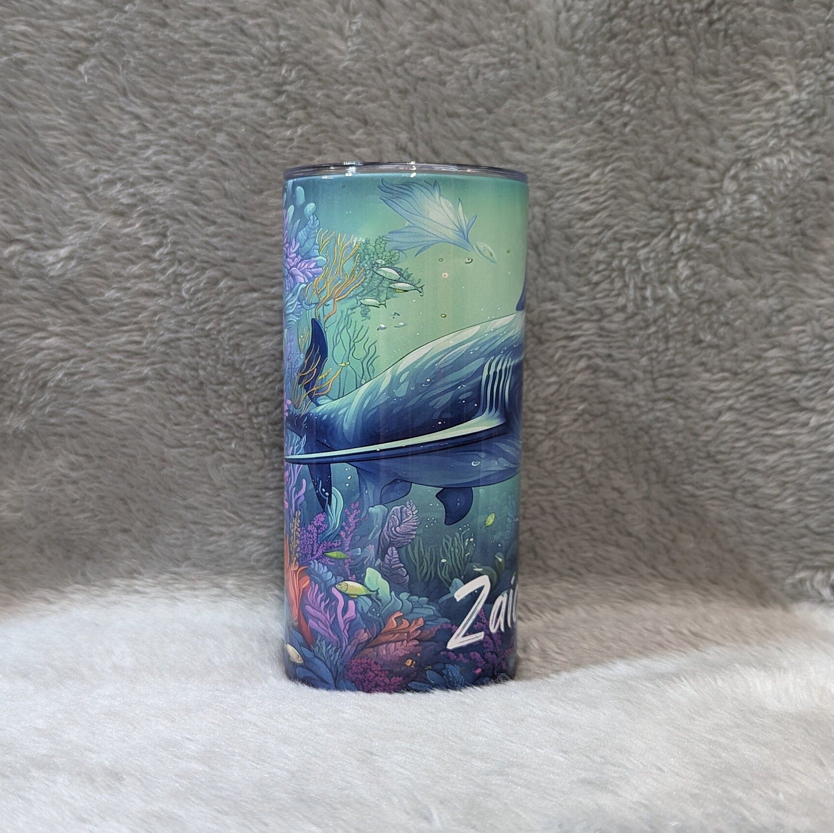 Shark Tumbler with Straw for Kids on the Go, Kids Personalized Tumbler, Kids Cup With Name, Fun Cup For Kids