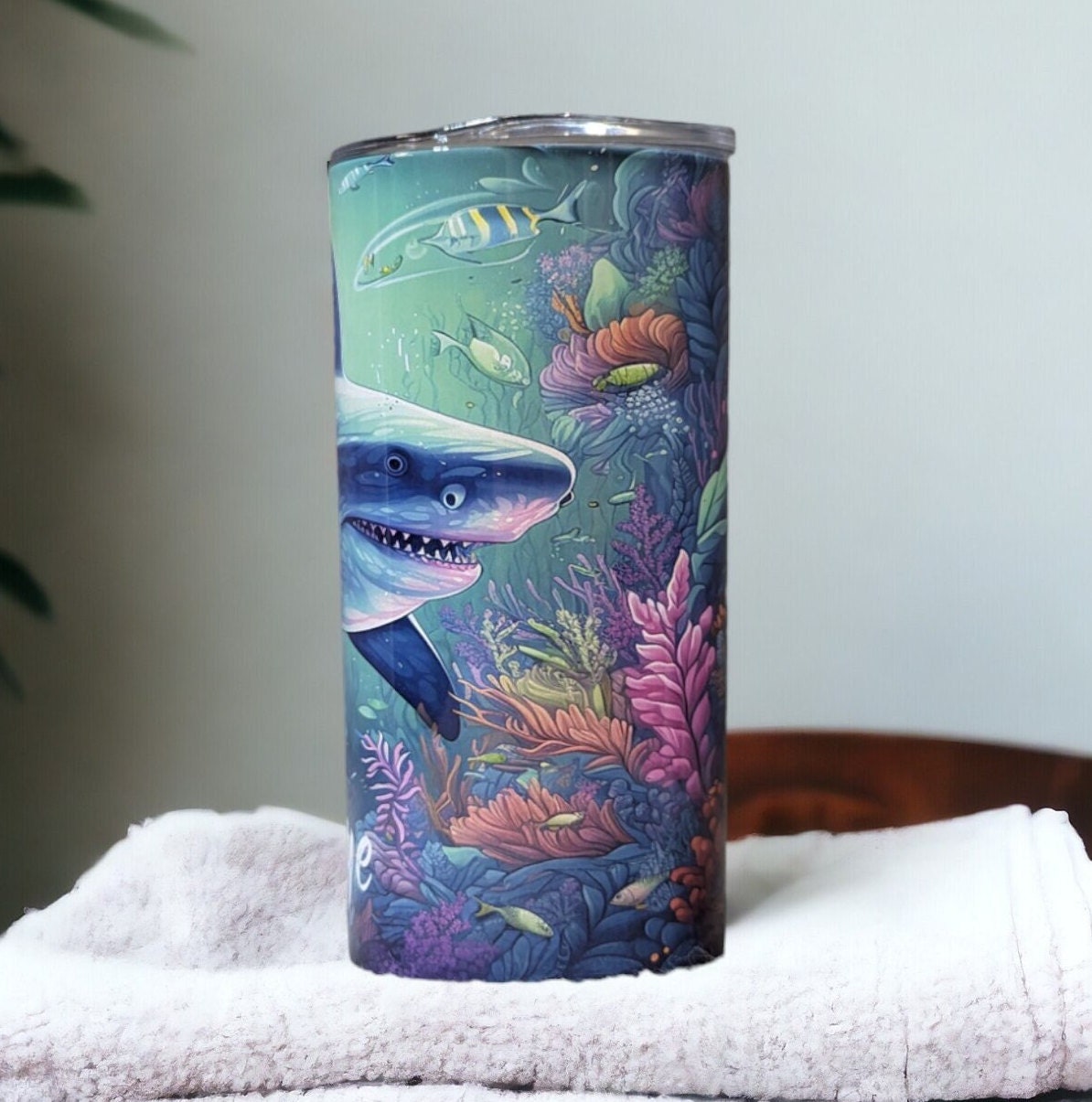 Shark Tumbler with Straw for Kids on the Go, Kids Personalized Tumbler, Kids Cup With Name, Fun Cup For Kids