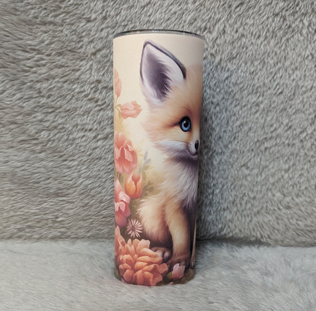 Adorable Baby Fox Tumbler with Reusable Straw, Can Be Personalized, Cup With Name, Great For Home Or On The Go, 20oz Tumbler With A Straw