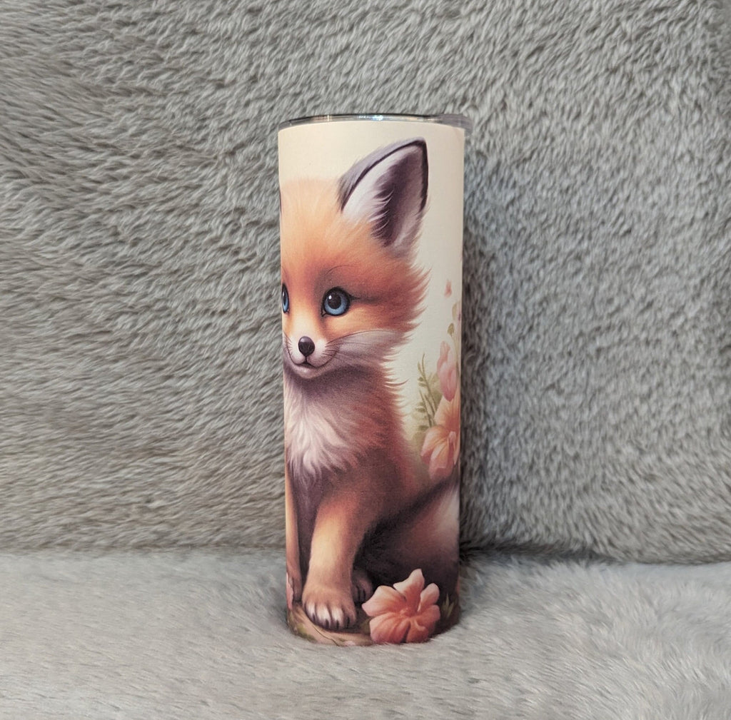 Adorable Baby Fox Tumbler with Reusable Straw, Can Be Personalized, Cup With Name, Great For Home Or On The Go, 20oz Tumbler With A Straw
