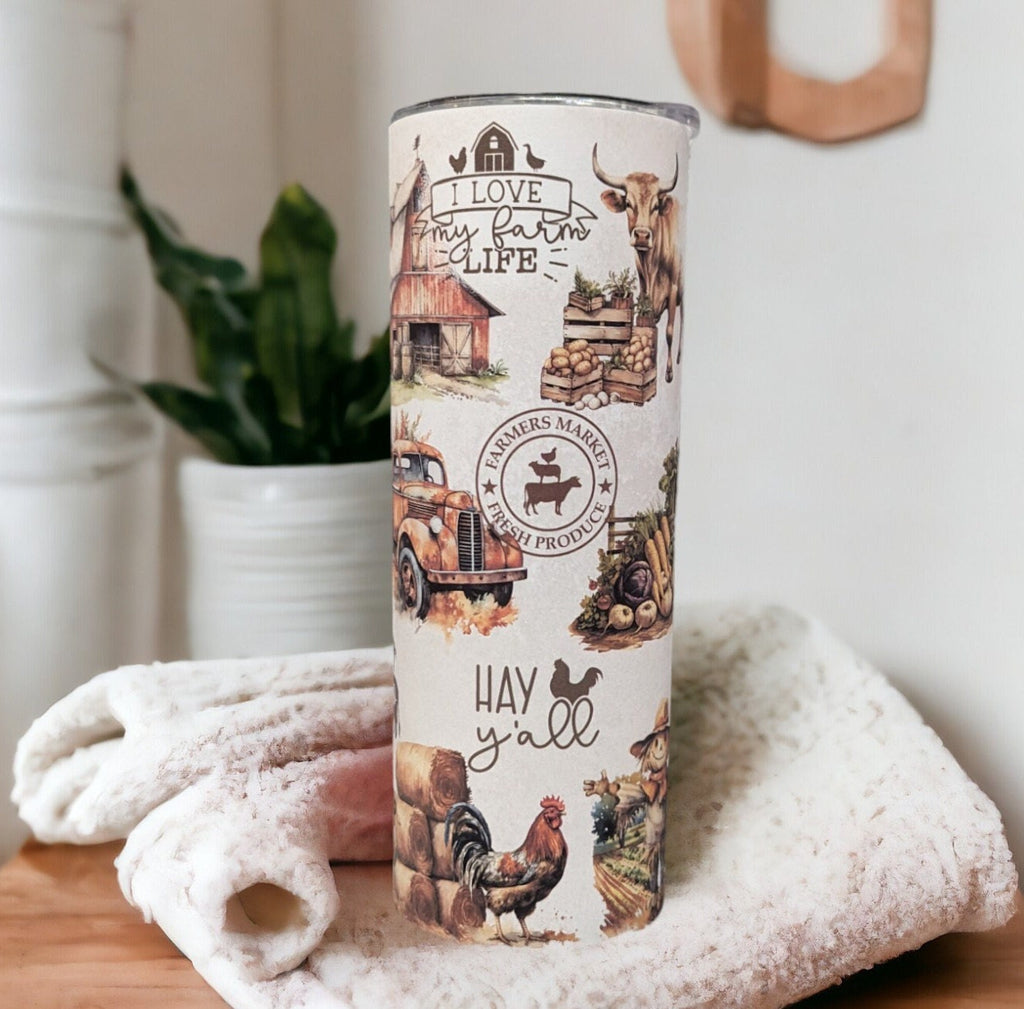 Farm Life Affirmation Tumbler with Reusable Straw - Positive Quotes for Country Living, Great Gift For Farm Lover's, Hot Or Cold Drinkware