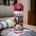 Just A Girl Who Loves Tractors Kids Water Bottle 12oz With Reusable Straw Can Be Personalized