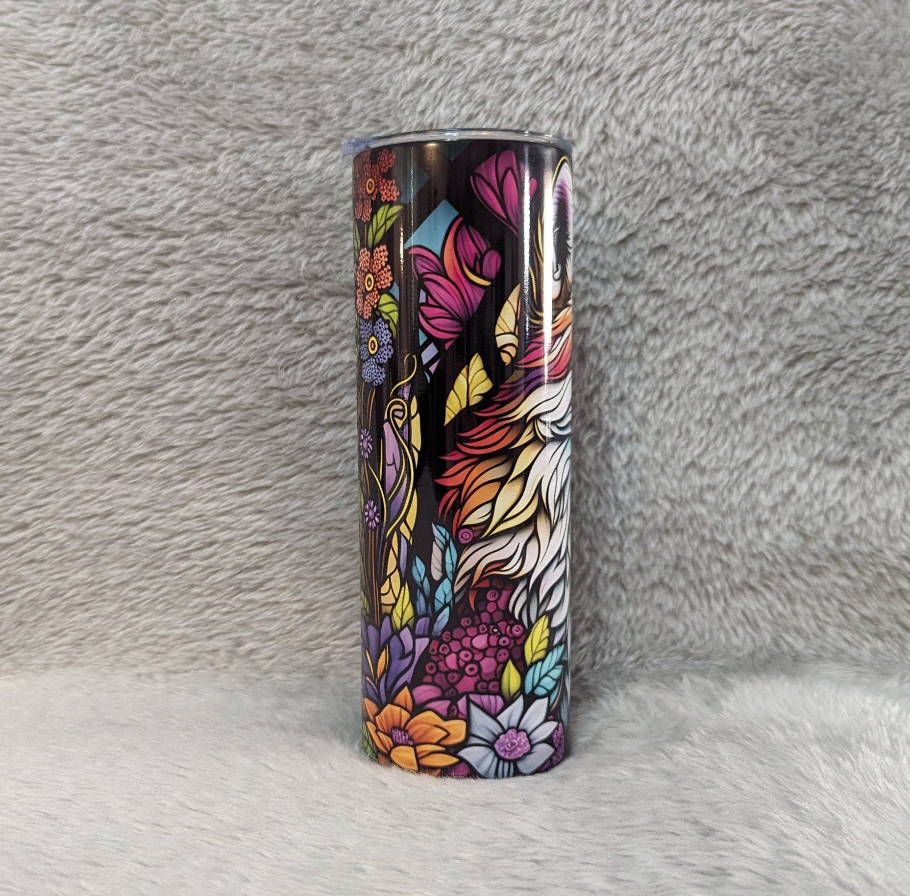 Beautiful Fox Tumbler With A Red Fox and A Stained Glass Design, Animal Lover Gift, Great For Home Or On The Go, Tumbler With A Straw