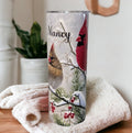 Cardinal Tumbler With A Male and Female Cardinal 20oz With Reusable Straw, Can Be Personalized