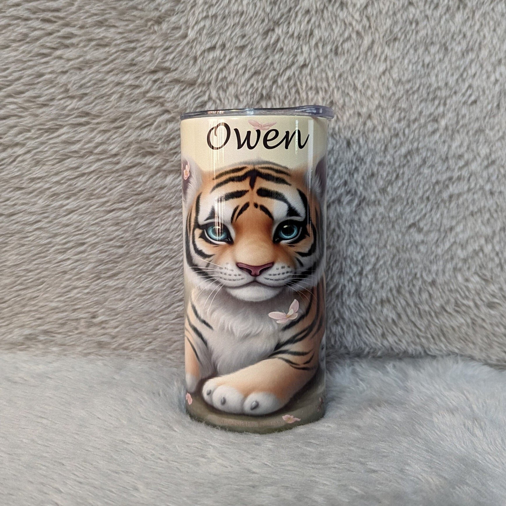 Beautiful Kids Tiger Cup That Can Be Personalized, Tiger Cup With Name,  Kids 15oz Tumbler With Reusable Plastic Straw,  Home Or On The Go