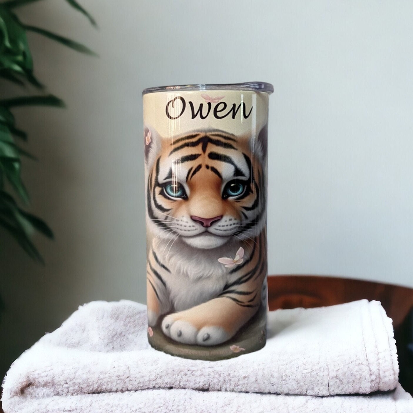 Beautiful Kids Tiger Cup That Can Be Personalized, Tiger Cup With Name,  Kids 15oz Tumbler With Reusable Plastic Straw,  Home Or On The Go