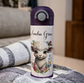 Adorable Kids Lamb Water Bottle 12oz With Reusable Straw Can Be Personalized