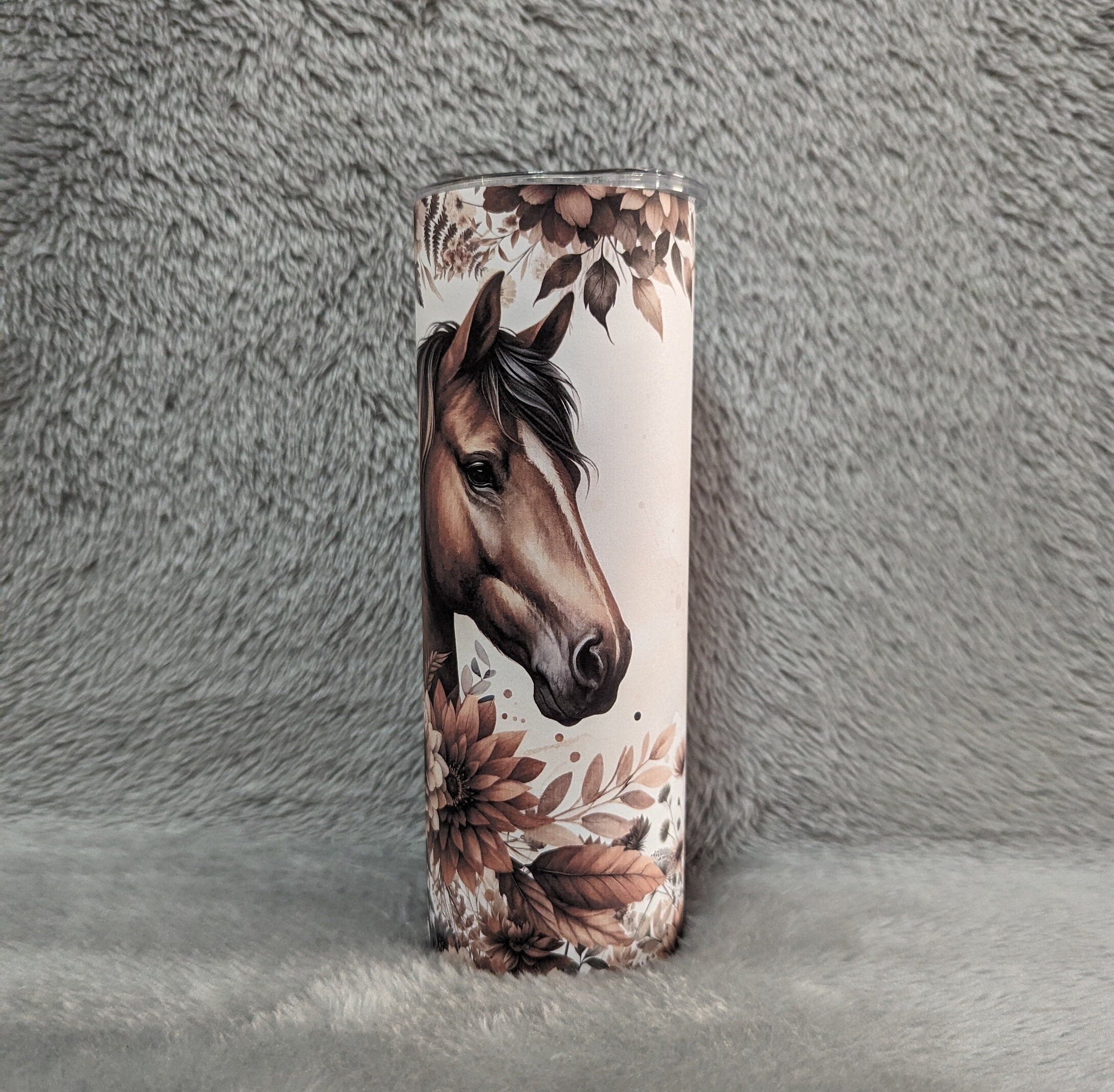 Pretty Horse Tumbler with Boho Flowers - Perfect Gift for Animal Lovers, Can Be Personalized, Cup With Name, Horse Lover Gift For Her, 20oz