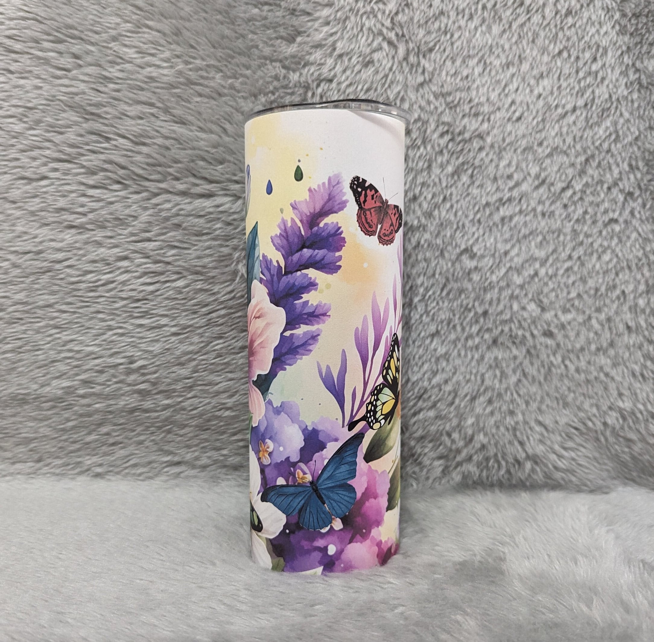 Colorful Butterflies and Flowers Tumbler with Reusable Straw, Cup With Name, 20oz Tumbler, Butterfly Lovers Gift For Her