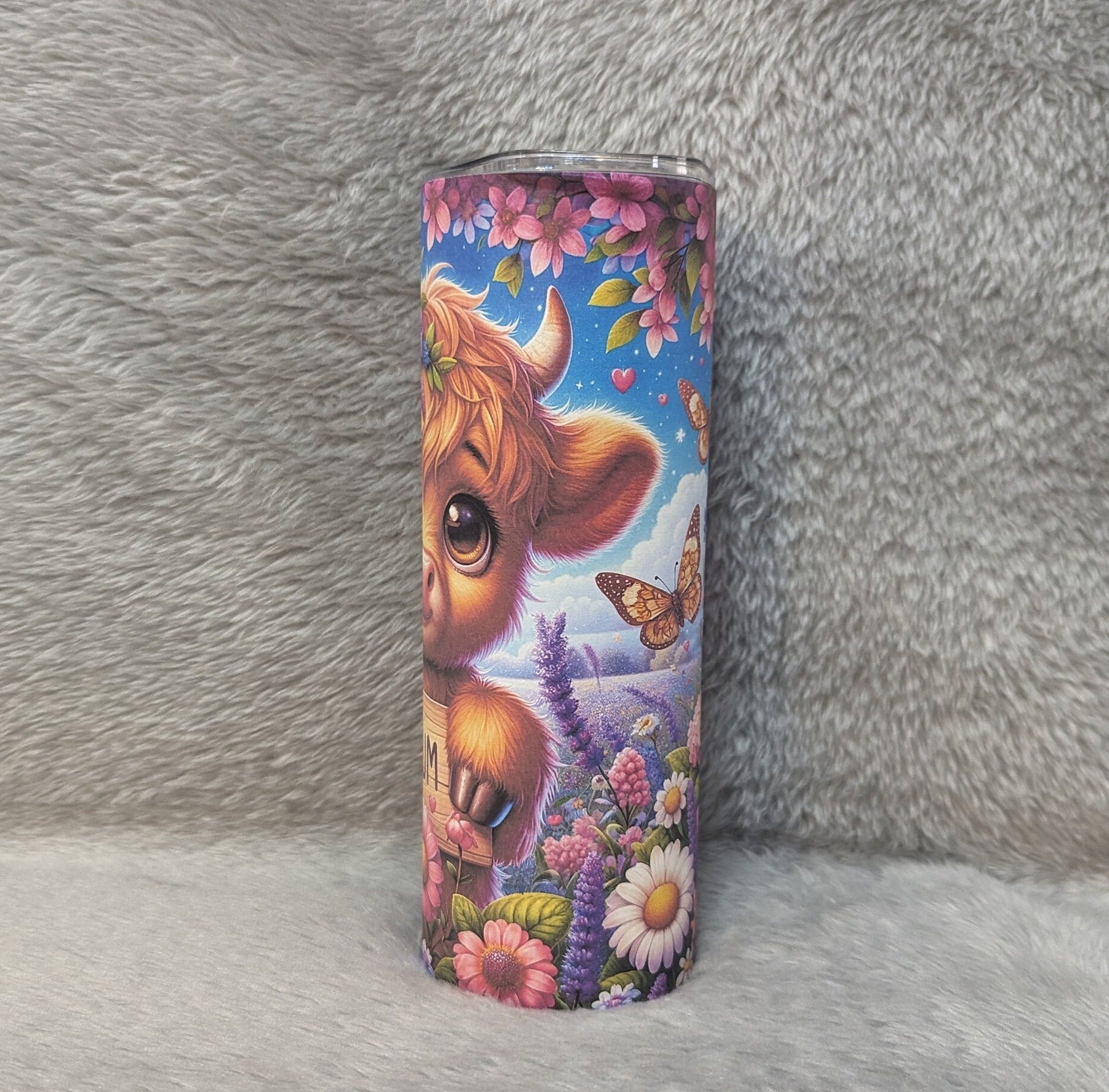 Highland Cow Tumbler with Adorable Calf, MUM Sign, and Flowers, Includes  Straw - Perfect Gift Idea, Can Be Personalized, Gift For Mom