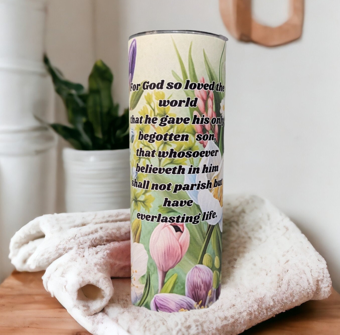 Christian Bible Verse - John 3:16 Religious Tumbler 20oz With Reusable Straw