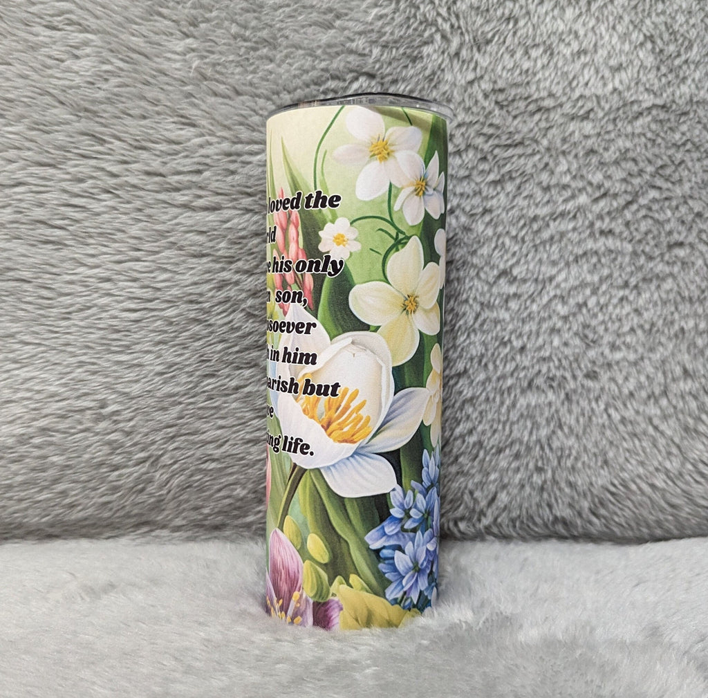 Christian Bible Verse - John 3:16 Religious Tumbler 20oz With Reusable Straw
