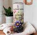 Flower Tumbler That Says My Flower Garden Is My Therapy includes a reusable straw, Flowers And Butterflies Cup, 20oz Tumbler Gift For Her