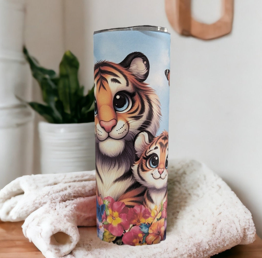 Beautiful Tiger Tumbler with Reusable Straw - Animal Lover Gift, Can Be Personalized, Cup With Name, 20oz  Tumbler With Straw, Tiger Gift