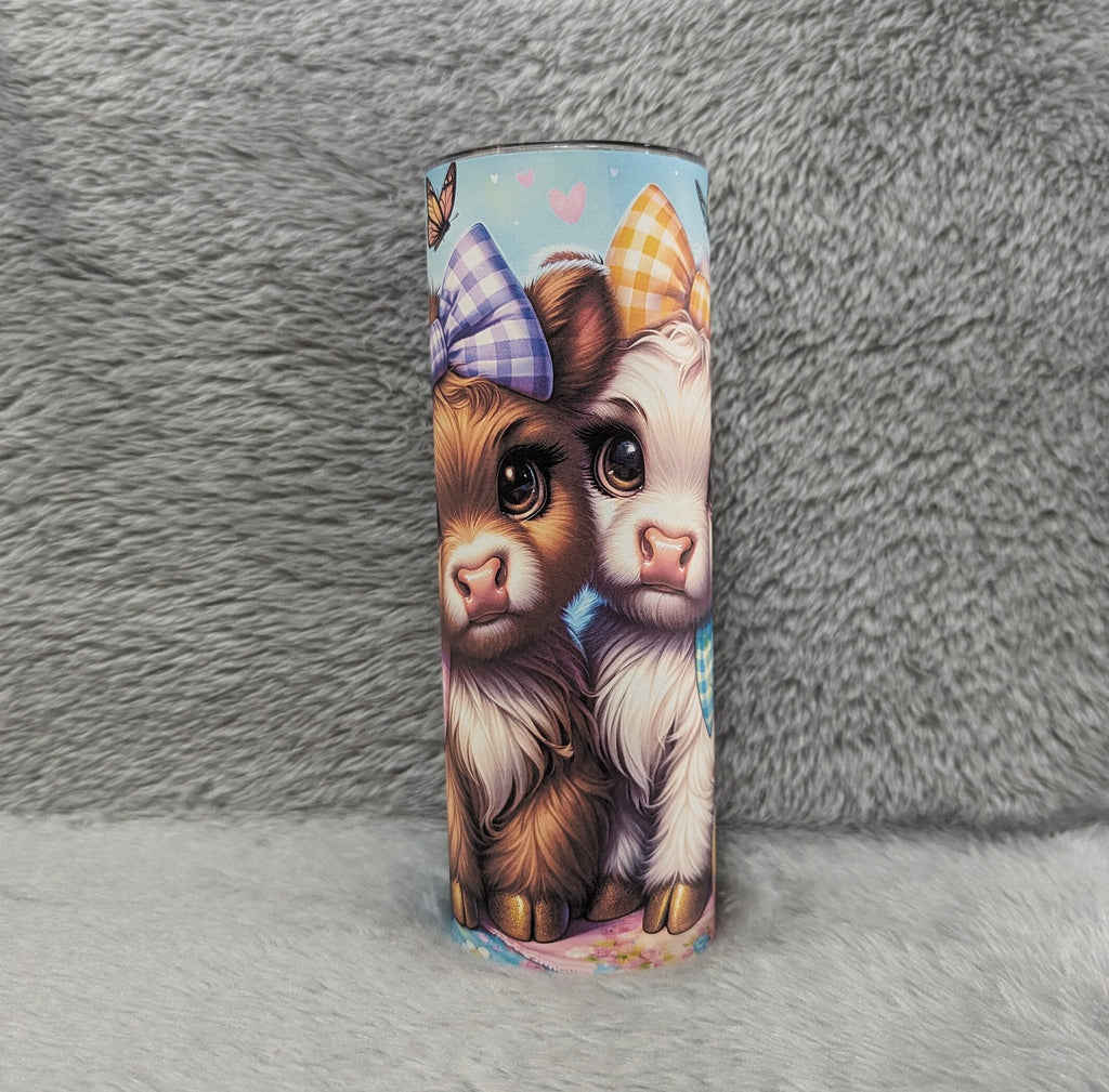 Adorable Highland Cow Tumbler with Calves and Easter Eggs - Great Easter Gift Can Be Personalized, Highland Cow Lover Gift, Cup With Name