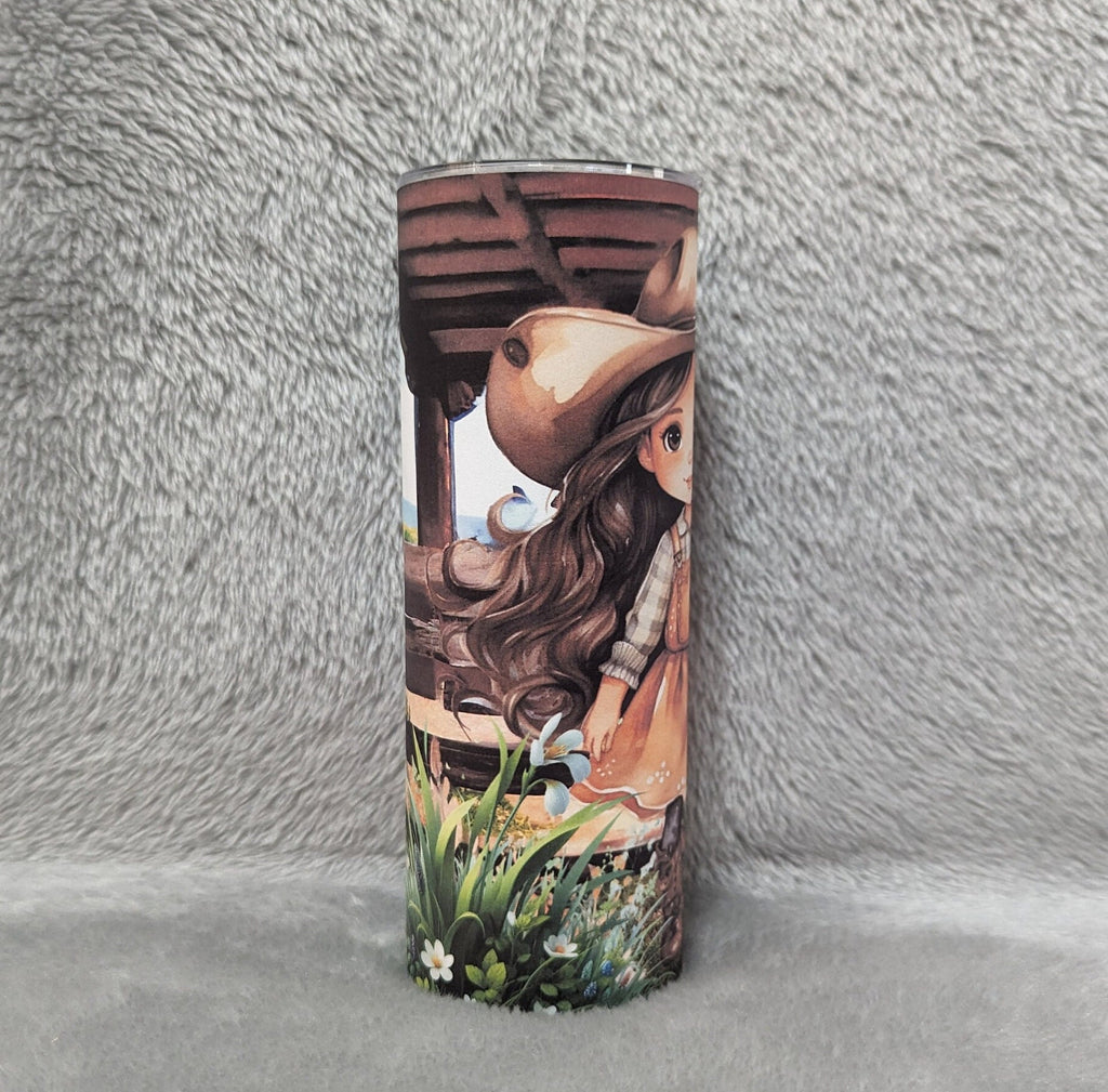 Western Style Cowgirl Tumbler 20oz With Reusable Straw, Can Be Personalized