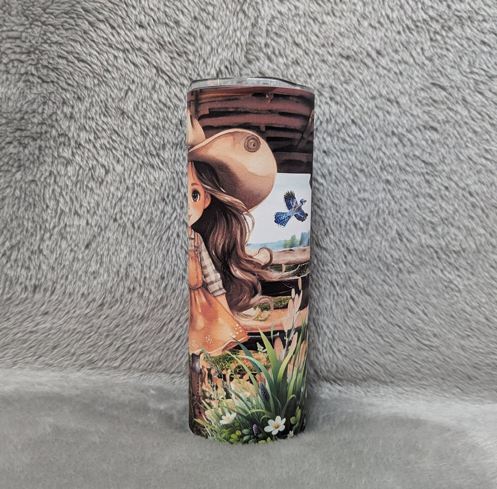 Western Style Cowgirl Tumbler 20oz With Reusable Straw, Can Be Personalized