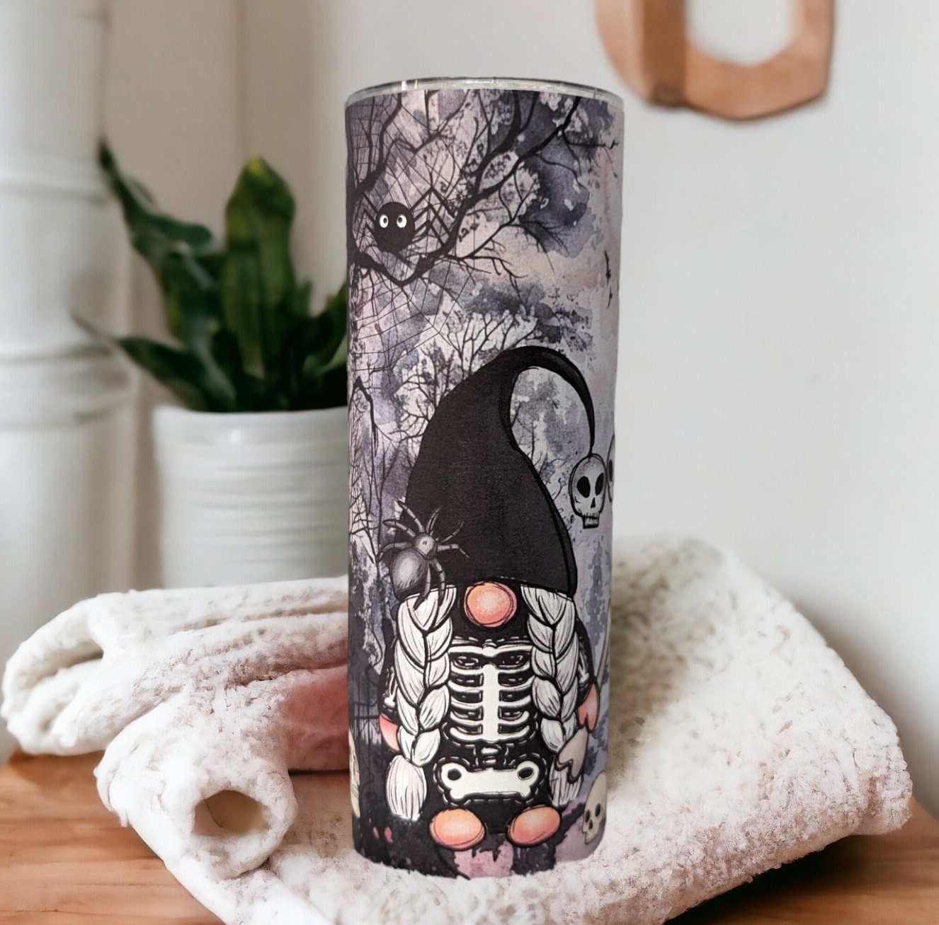 Gothic Gnome Tumbler 20oz With Reusable Straw, Can Be Personalized