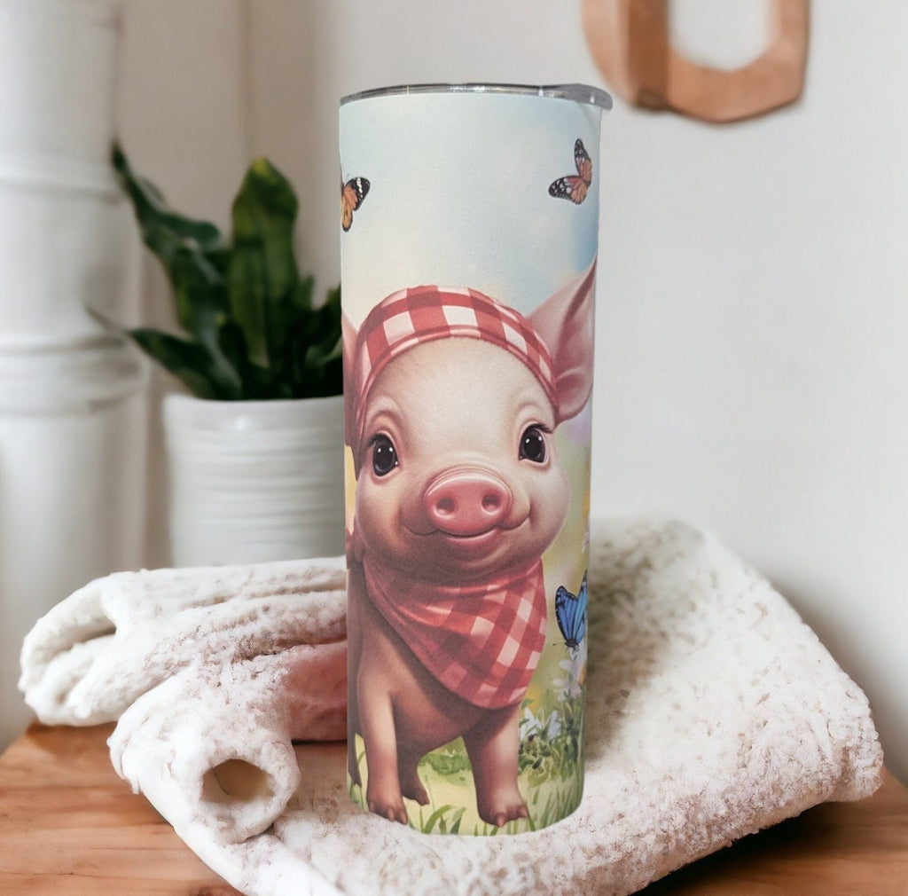 Adorable Pig Tumbler - Perfect Gift for Animal Lovers, Can Be Personalized, Cup With Name, 20oz Tumbler With Reusable Straw, Piglet Gift
