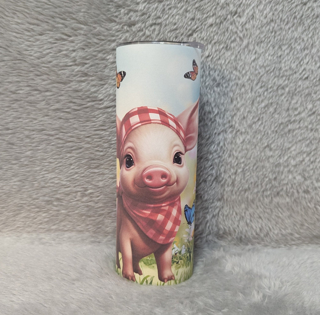 Adorable Pig Tumbler - Perfect Gift for Animal Lovers, Can Be Personalized, Cup With Name, 20oz Tumbler With Reusable Straw, Piglet Gift