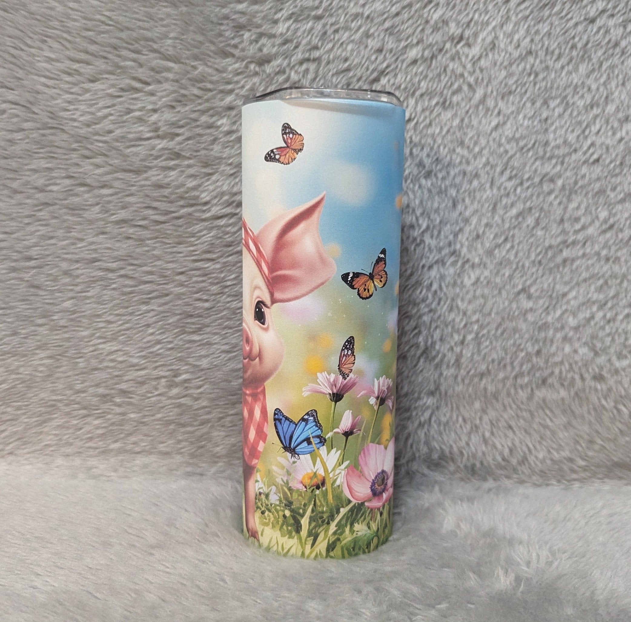 Adorable Pig Tumbler - Perfect Gift for Animal Lovers, Can Be Personalized, Cup With Name, 20oz Tumbler With Reusable Straw, Piglet Gift