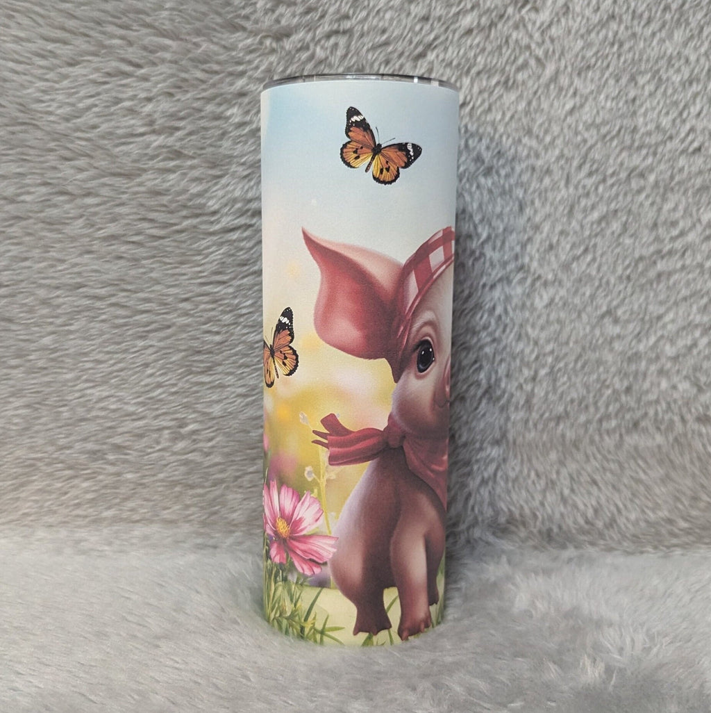 Adorable Pig Tumbler - Perfect Gift for Animal Lovers, Can Be Personalized, Cup With Name, 20oz Tumbler With Reusable Straw, Piglet Gift