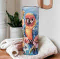 Pretty Parrot Tumbler 20oz With Reusable Straw, Can Be Personalized