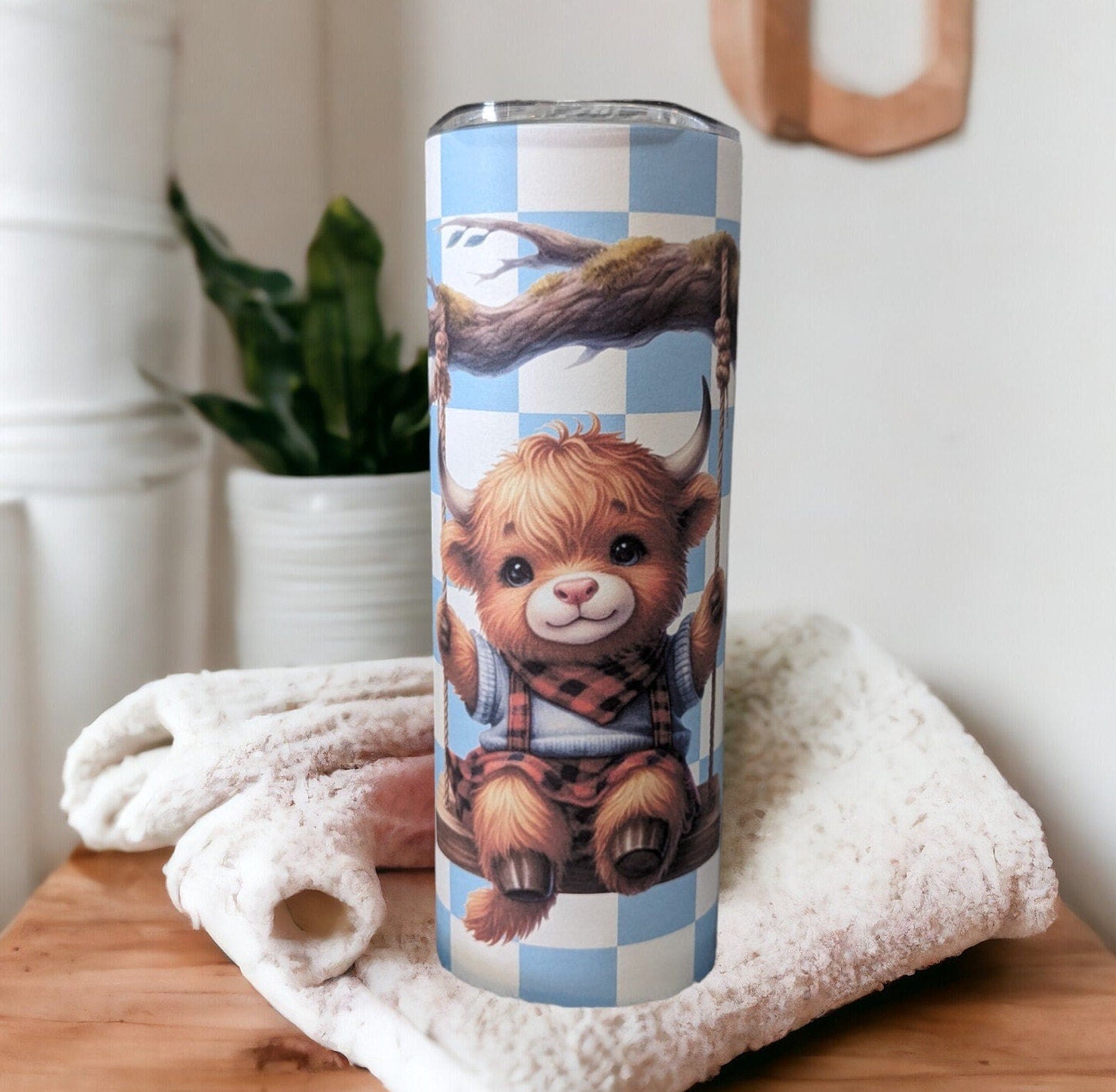 Just a Boy Who Loves Highland Cows Tumbler 20oz With Reusable Straw, Can Be Personalized