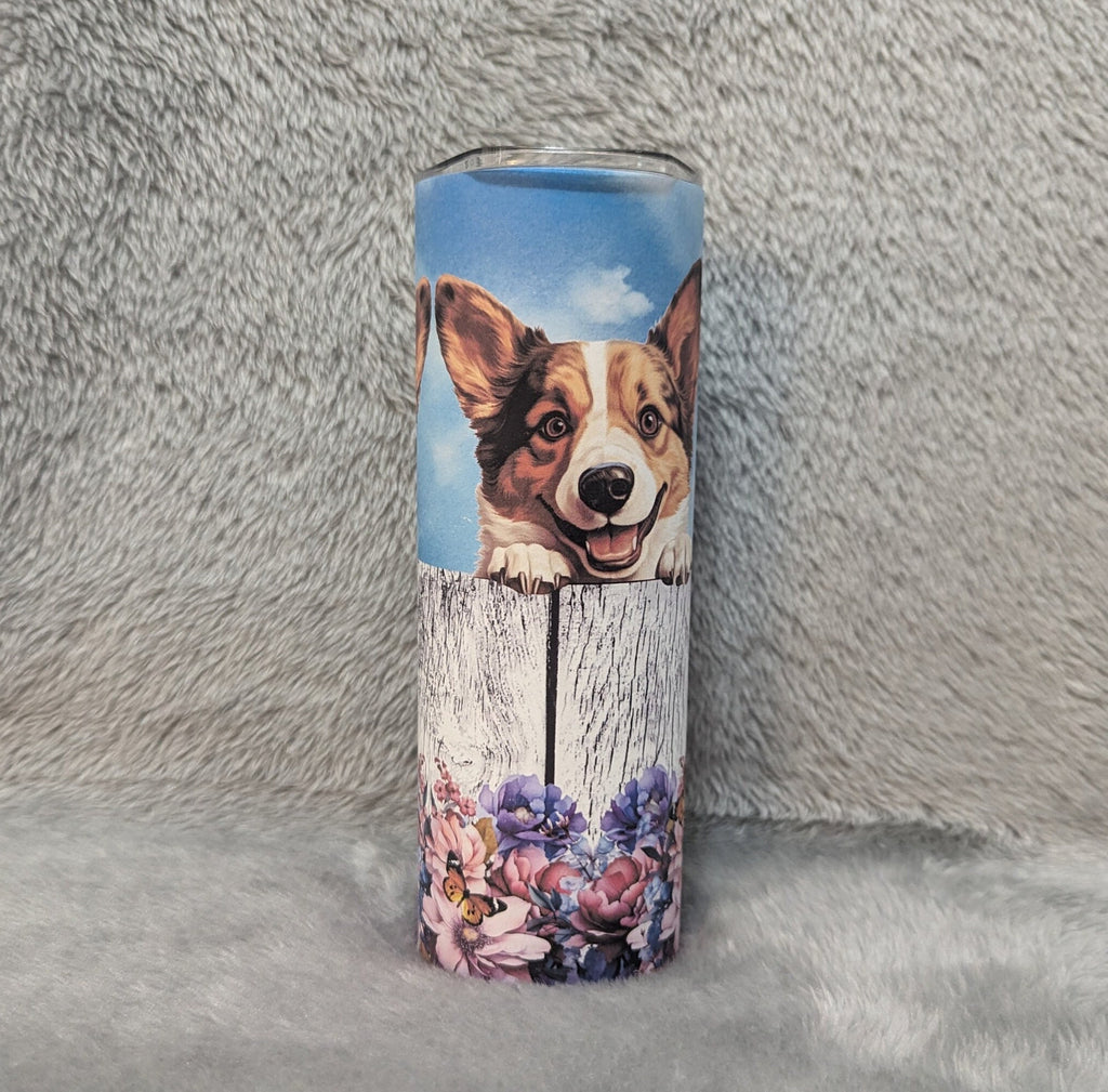 Corgi Dog Tumbler 20oz With Reusable Straw, Can Be Personalized