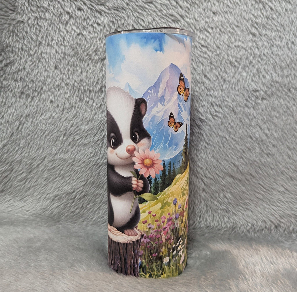 Adorable Skunk Tumbler 20oz With Reusable Straw, Can Be Personalized