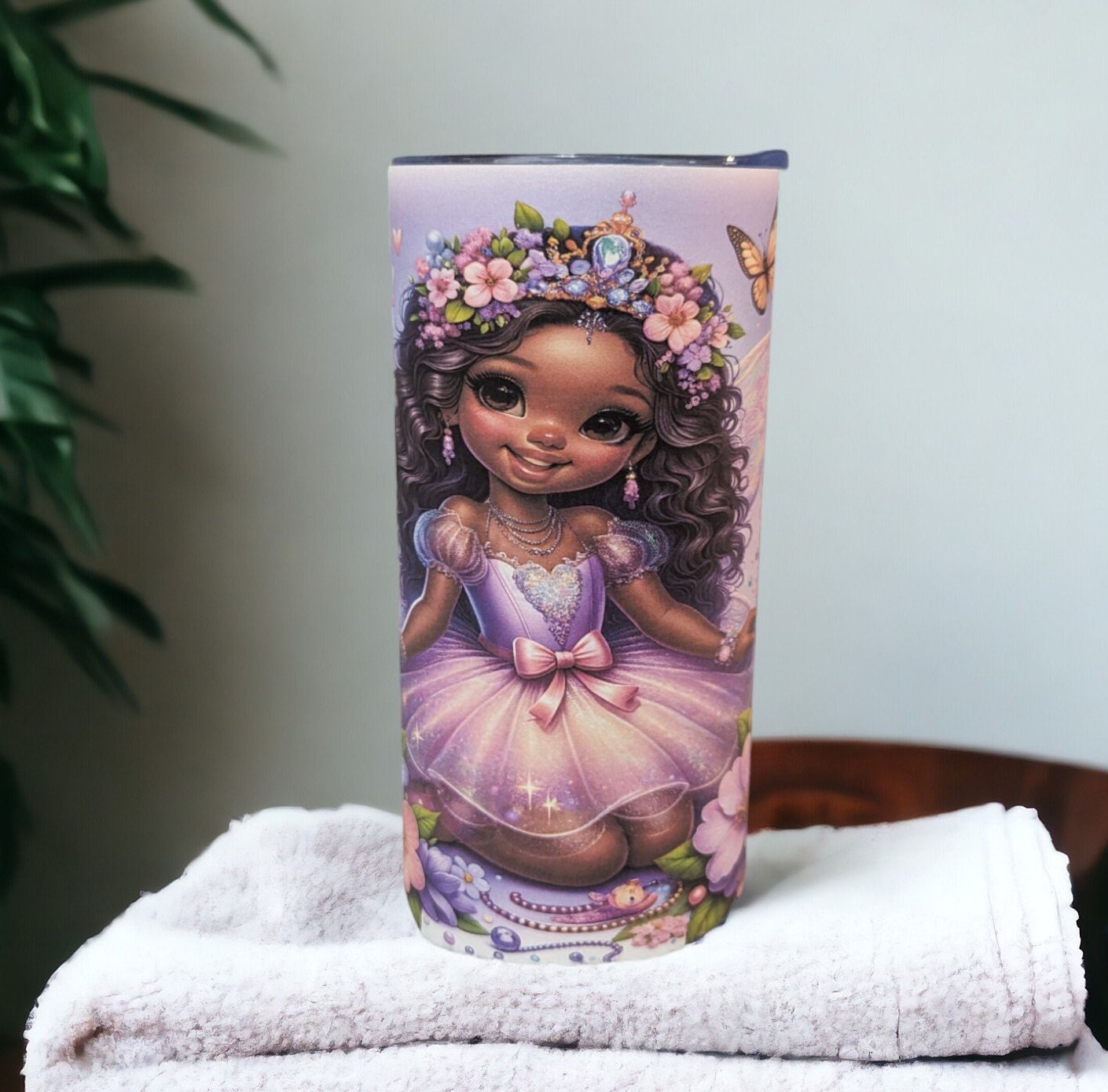 Pretty Girl Fairy Tumbler 15oz With Reusable Straw, Can Be Personalized