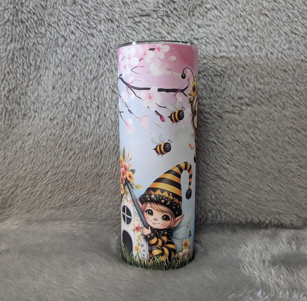 Pretty Bee Elves Tumbler 20oz With Reusable Straw, Can Be Personalized