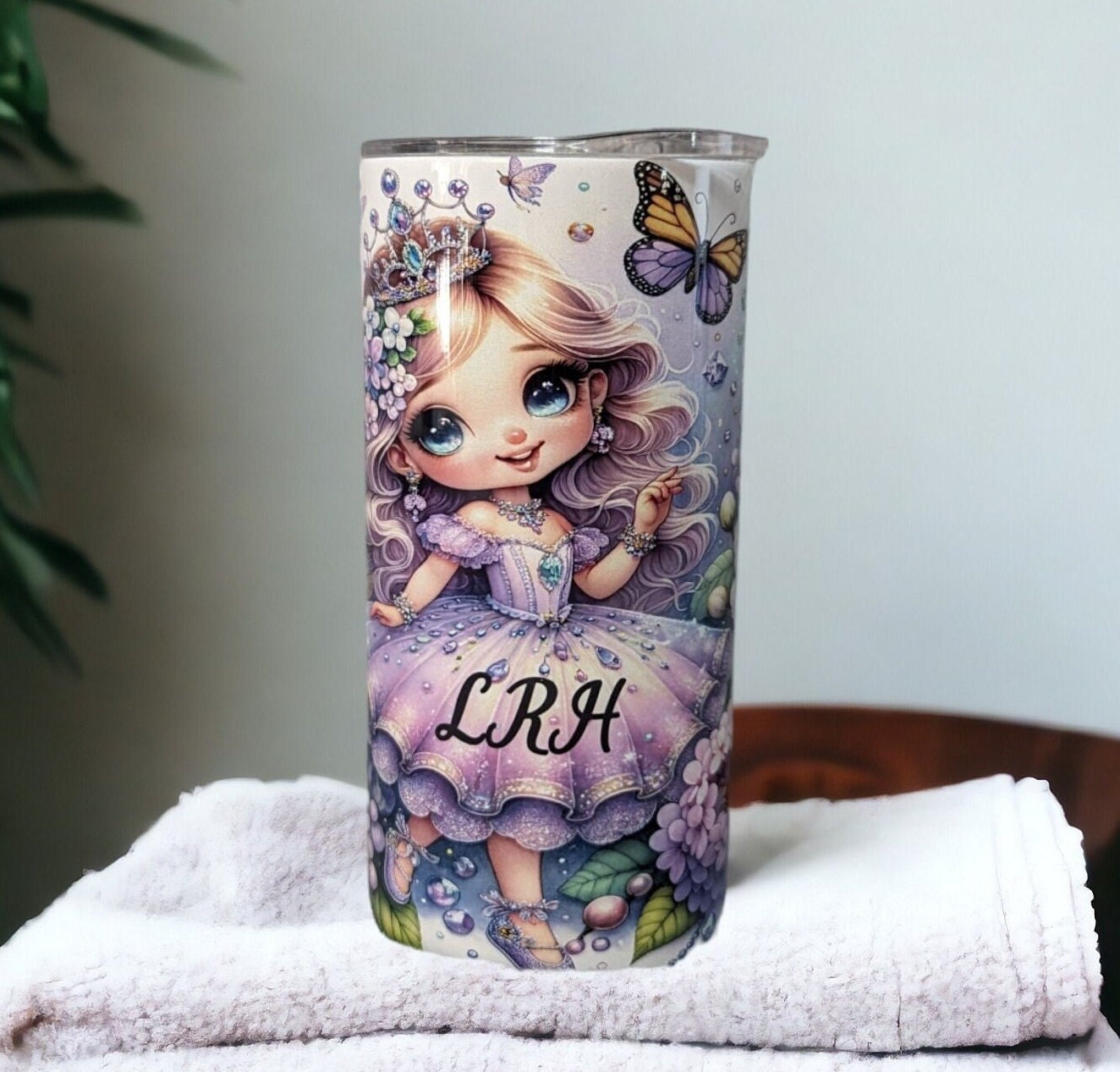 Pretty Girl Fairy Tumbler 15oz With Reusable Straw, Can Be Personalized