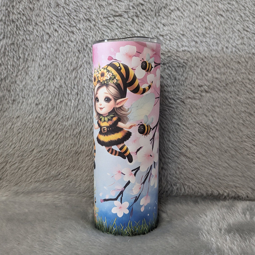 Pretty Bee Elves Tumbler 20oz With Reusable Straw, Can Be Personalized