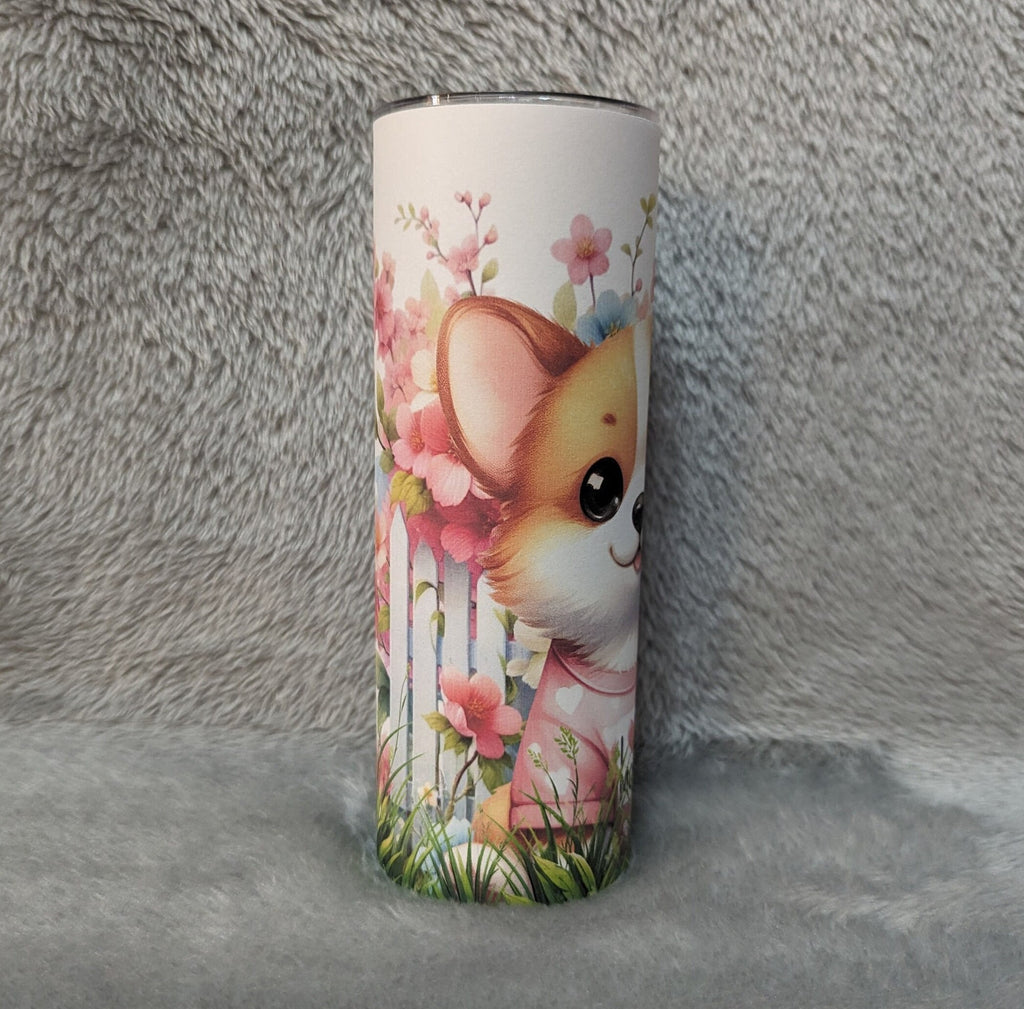 I Love Mom Corgi Dog Tumbler 20oz With Reusable Straw, Can Be Personalized