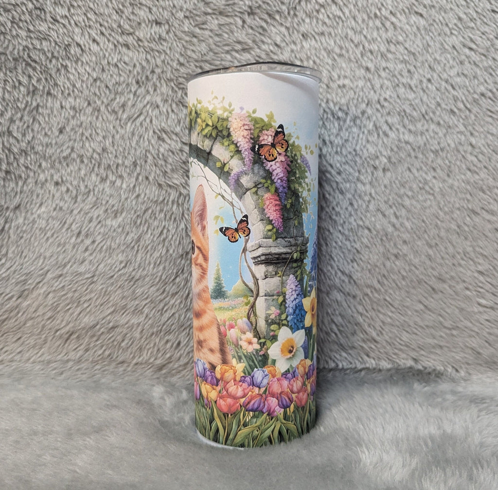 Orange Tabby Cat Tumbler  20oz With Reusable Straw, Can Be Personalized