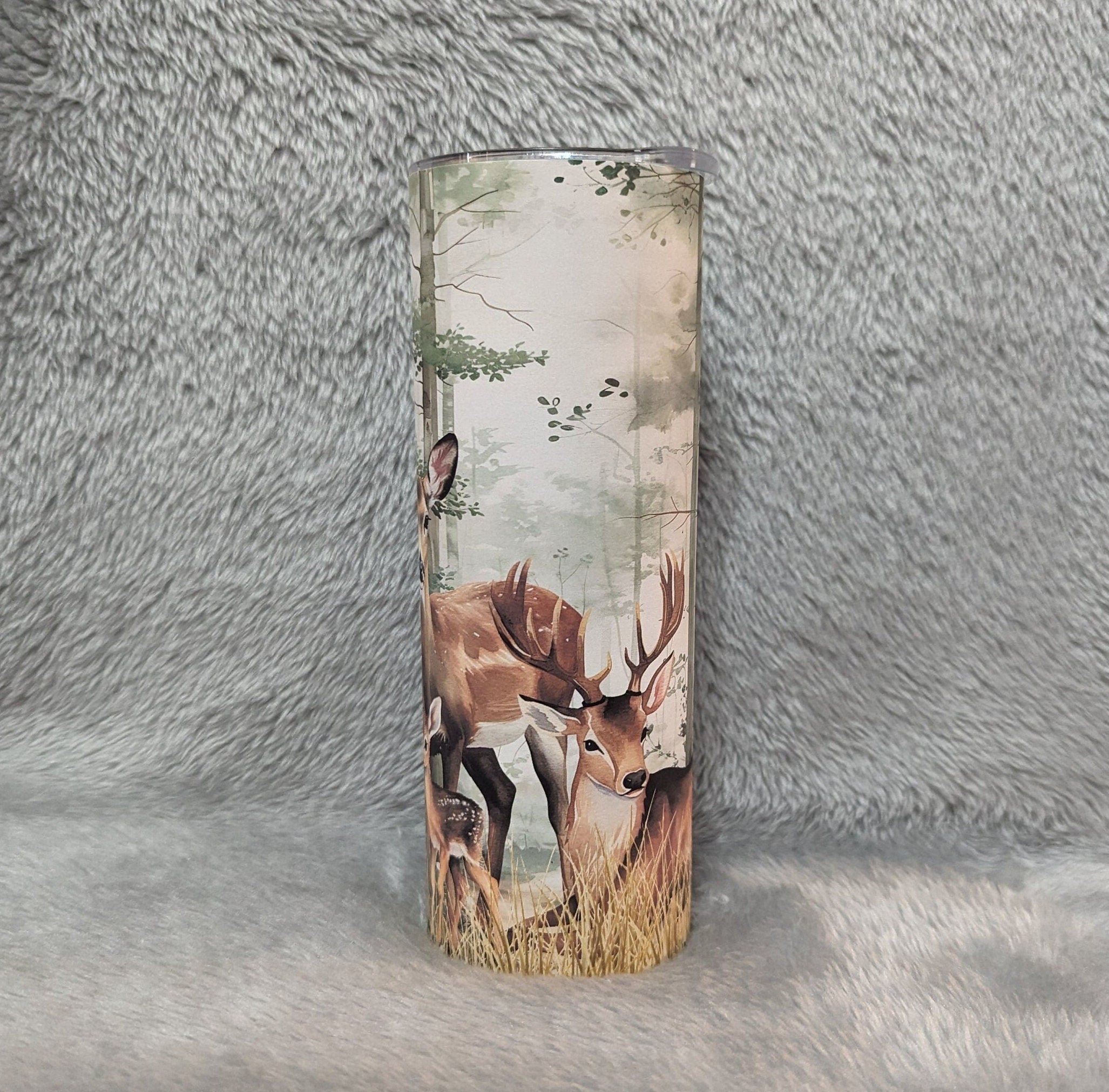 Deer Family Tumbler 20oz With Reusable Straw, Can Be Personalized