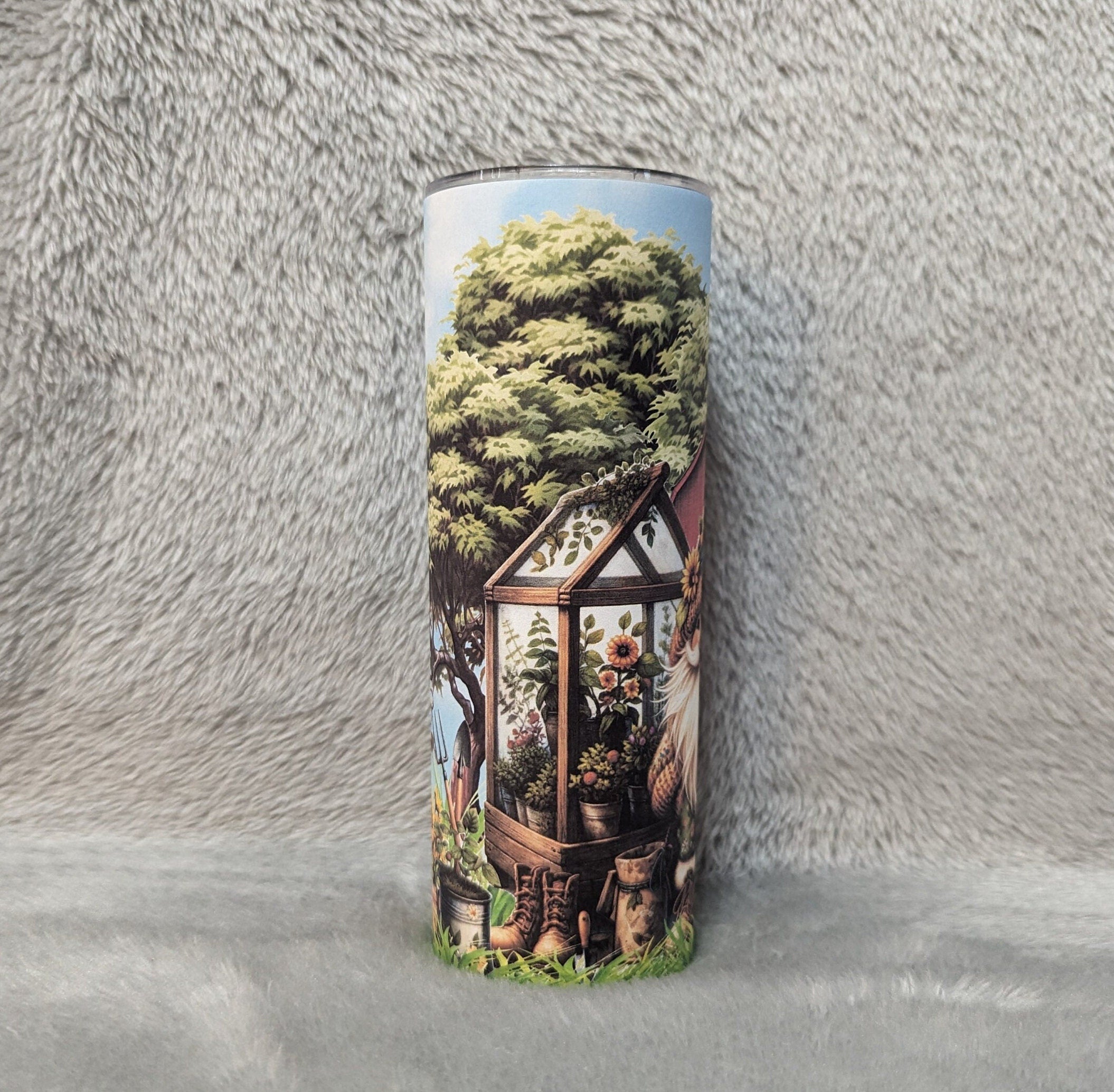 Garden Gnome Tumbler 20oz With Reusable Straw, Can Be Personalized