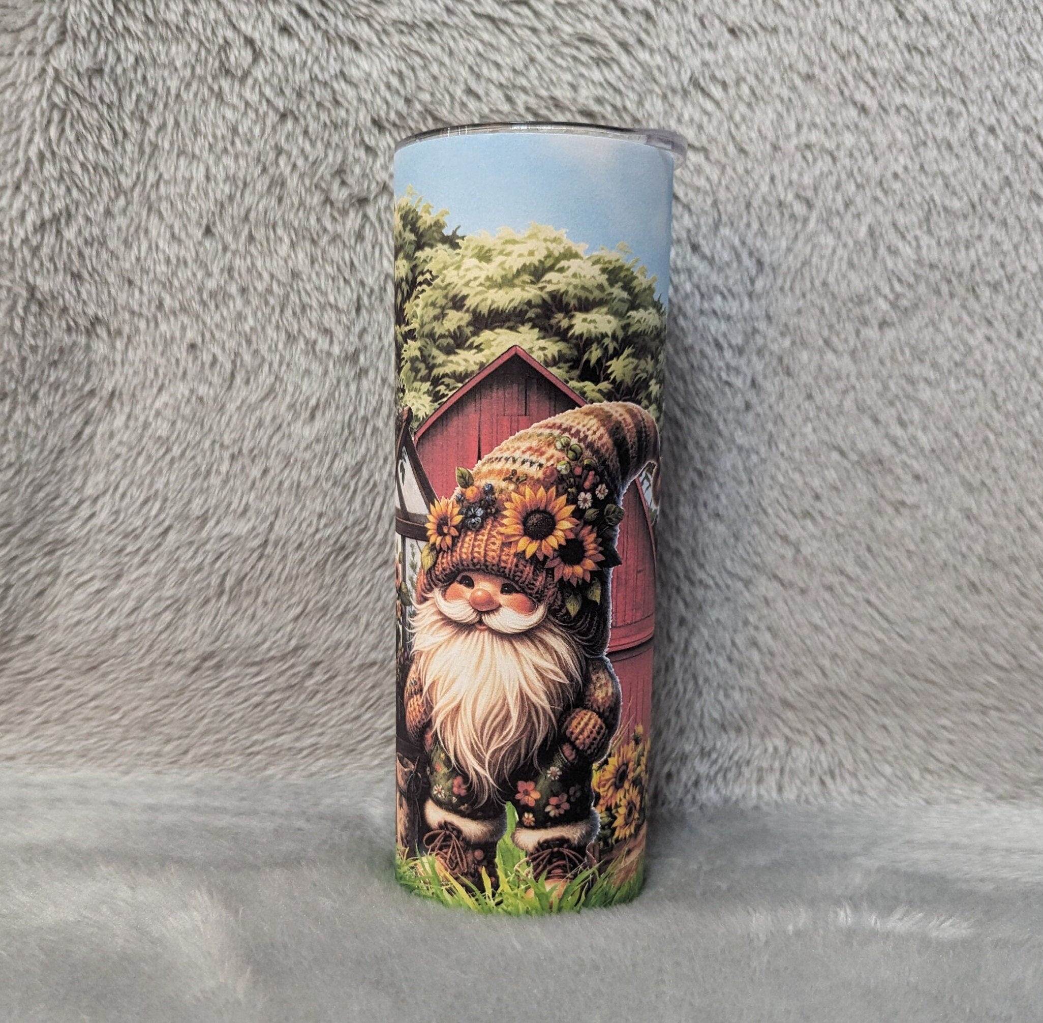 Garden Gnome Tumbler 20oz With Reusable Straw, Can Be Personalized