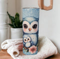Blue Owl Tumbler with A Glitter Design and Reusable Straw - Can Be Personalized, Cup With Name, Owl Gift, 20oz Tumbler For Hot Or Cold Drink